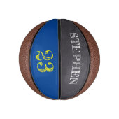 Personalisierte Zahlenätzung für Blaugelb-Gold Mini Basketball (Vertikal)