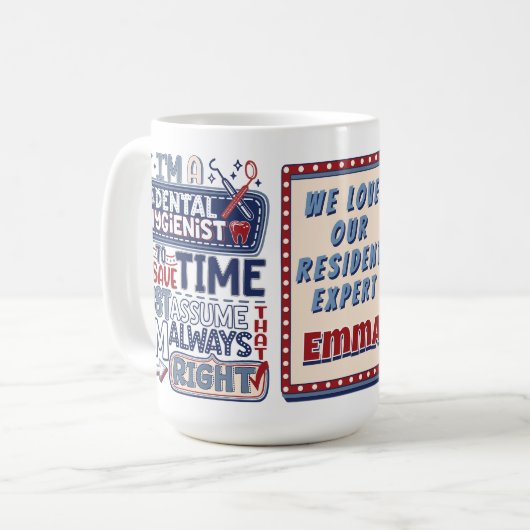 Personalisierte Zahnhygiene Kaffeetasse (Vorderseite Links)