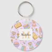 Personalisierte Zauberbücher Mädchen Lila Name Schlüsselanhänger (Rückseite)