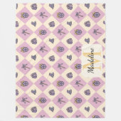 Personalisierte Zauberschule Monogramm Name Pink Fleecedecke (Vorderseite)