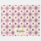Personalisierte Zauberschule Monogramm Name Pink Fleecedecke (Vorderseite (Horizontal))