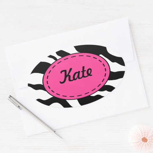 Personalisierte Zebra-Aufkleber Ovaler Aufkleber (Umschlag)