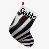 Personalisierte Zebra Print Großer Weihnachtsstrumpf (Vorderansicht (hängend))