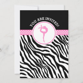 Personalisierte Zebra Print Gymnastik in Rosa Einladung