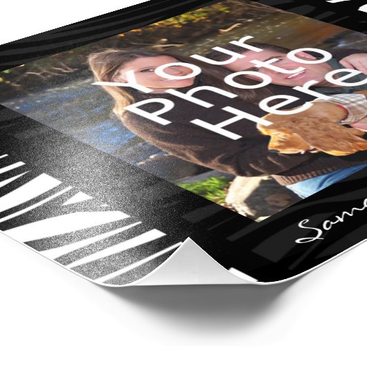 Personalisierte Zebra Streifen Schwarzes Foto (Ecke)