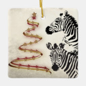 Personalisierte Zebras und Weihnachtsbäume in Ribb Keramikornament (Vorderseite)