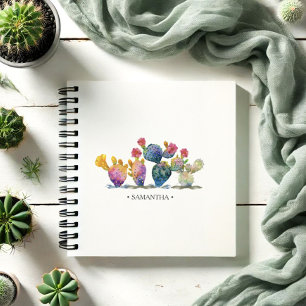 Personalisierte Zeitschrift für Aquarellkaktus Notizblock
