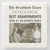 Personalisierte Zeitung | Beste Großeltern Steinuntersetzer (Vorderseite)