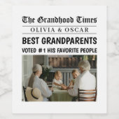 Personalisierte Zeitung | Beste Großeltern Weinetikett (Einzelnes Label)