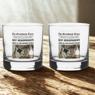 Personalisierte Zeitung   Bestes Grandeltern-Gesch Whiskyglas