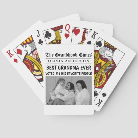 Personalisierte Zeitung | Bestes Grandma-Geschenk Spielkarten (Rückseite)