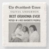 Personalisierte Zeitung | Bestes Grandma-Geschenk Steinuntersetzer (Vorderseite)