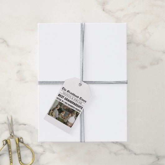 Personalisierte Zeitung | Bestes Großeltern-Gesche Geschenkanhänger (Mit Garn)