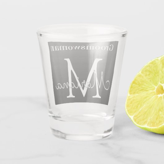 personalisierte Zellenfrau Schwarz-weiß Schnapsglas (Rückseite)