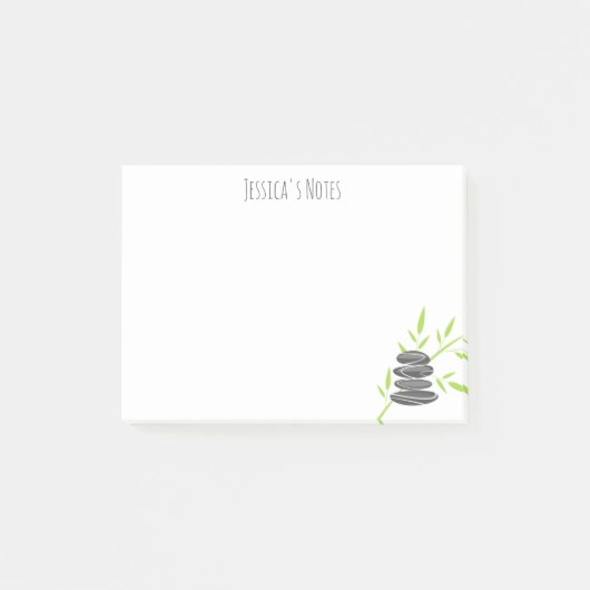 Personalisierte Zen-Steine und Bambusnoten Post-it Klebezettel (Vorderseite)