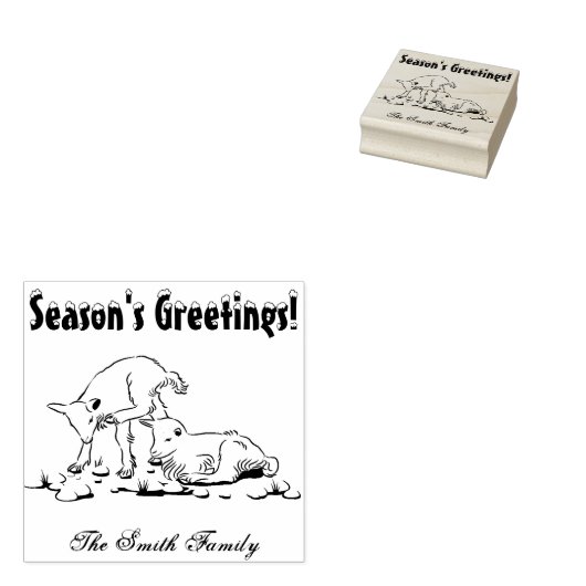 Personalisierte Ziege Weihnachtsfamilie Gummistempel (Stempel)