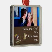 Personalisierte Ziergegenstände Pinguin/Rentiere C Silbernes Ornament (Rechts)