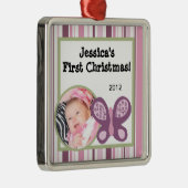 Personalisierte Zierschmetterlingszuckerplatte Silbernes Ornament (Rechts)