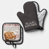 Personalisierte Zimtrollenbackkunst Ofenhandschuh & Topflappen-Set (Vorderseite/Rückseite)