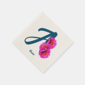 Personalisierte Zinnienblumen-Monogramm-Initiale A Serviette (Ecke)