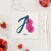 Personalisierte Zinnienblumen-Monogramm-Initiale A Serviette (Beispiel)