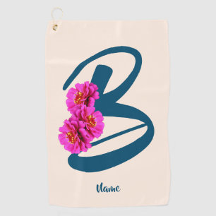 Personalisierte Zinnienblumen-Monogramm-Initiale B Golfhandtuch