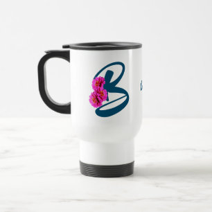 Personalisierte Zinnienblumen-Monogramm-Initiale B Reisebecher