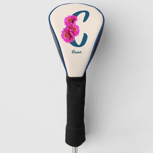 Personalisierte Zinnienblumen-Monogramm-Initiale C Golf Headcover (Vorderseite)