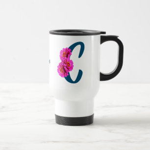 Personalisierte Zinnienblumen-Monogramm-Initiale C Reisebecher