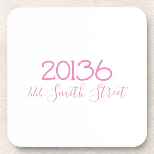 Personalisierte Zip Code Street-Adresse Getränkeuntersetzer (Vorderseite)