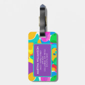 Personalisierte Zirkusfarben Abstraktes Kunstmuste Gepäckanhänger (Rückseite vertikal)