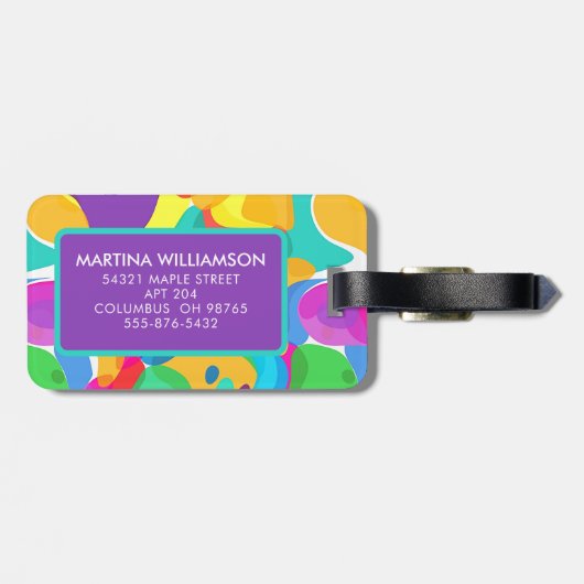 Personalisierte Zirkusfarben Abstraktes Kunstmuste Gepäckanhänger (Rückseite horizontal)
