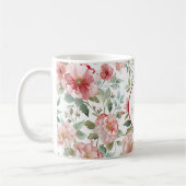 Personalisierte Zitate mit rosa roten Blumen Kaffeetasse (Links)