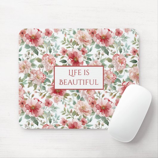 Personalisierte Zitate mit rosa roten Blumen Mousepad (Mit Mouse)