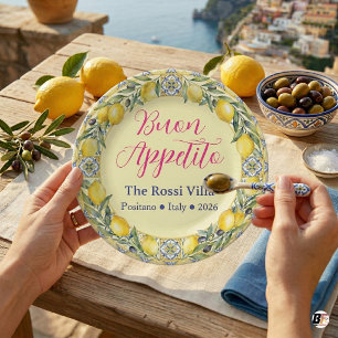 Personalisierte Zitrone Amalfi-Küste Italienischer Pappteller