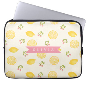 Personalisierte Zitronen Blumen Sommer Benutzerdef Laptopschutzhülle