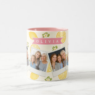 Personalisierte Zitronen Blumen Sommer Benutzerdef Zweifarbige Tasse