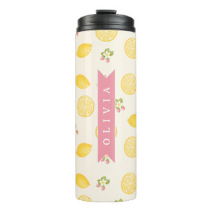 Personalisierte Zitronen-Blumen-Sommer Individuell Thermosbecher