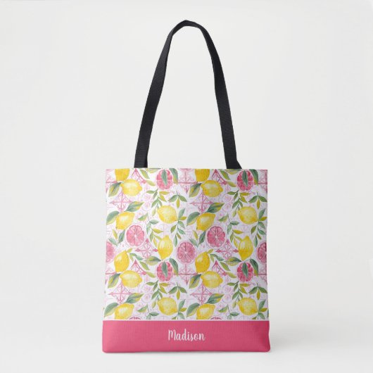 Personalisierte Zitronen-Tasche Tasche (Vorderseite)