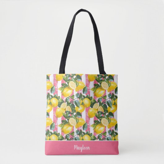 Personalisierte Zitronen-Tragetasche Tasche (Vorderseite)