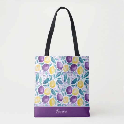 Personalisierte Zitronen-Tragetasche Tasche (Vorderseite)