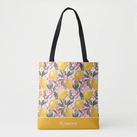 Personalisierte Zitronen-Tragetasche Tasche (Vorderseite)