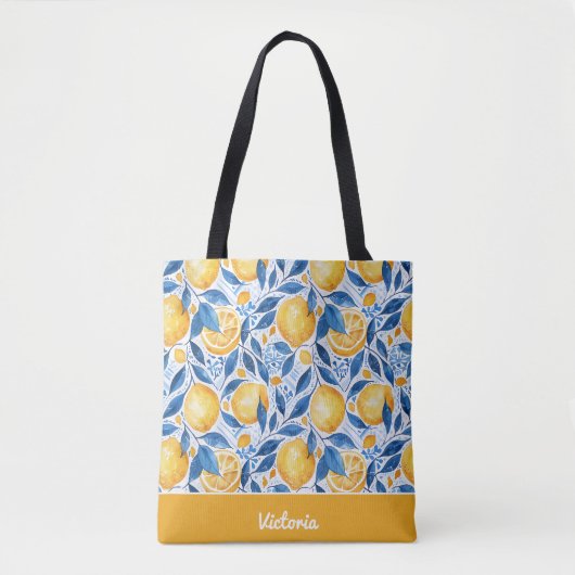 Personalisierte Zitronen-Tragetasche Tasche (Vorderseite)