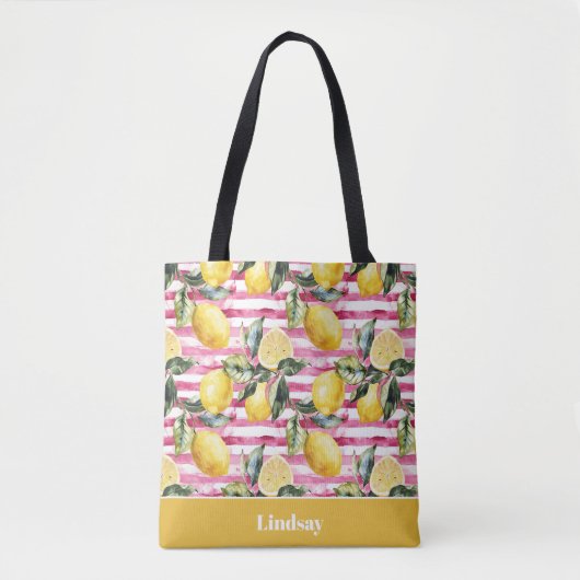 Personalisierte Zitronen-Tragetasche Tasche (Vorderseite)