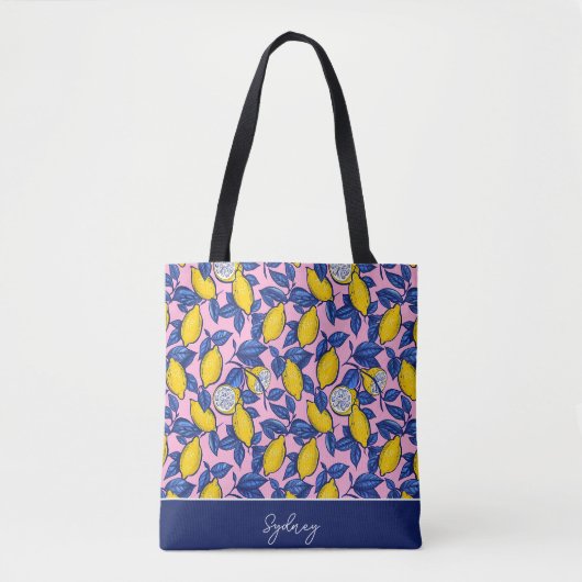 Personalisierte Zitronen-Tragetasche Tasche (Vorderseite)