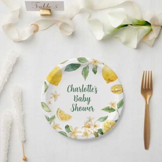 Personalisierte Zitronen-Zitrus-Papierplatten Pappteller (Hochzeit)