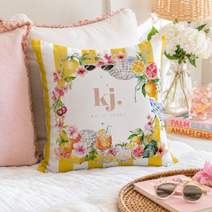 Personalisierte Zitrus-Sommer-Monogramm-Wurfkissen Kissen