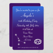 Personalisierte Zodiac-Krebs-Galaxie-Party Einladu Einladung (Vorne/Hinten)