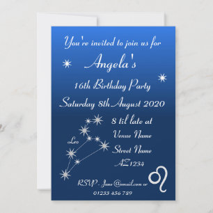 Personalisierte Zodiac-Leo-Galaxie-Party-Einladung Einladung