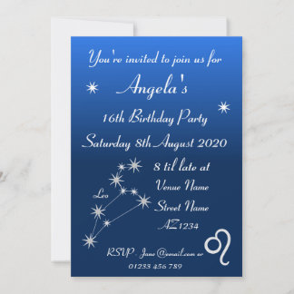 Personalisierte Zodiac-Leo-Galaxie-Party-Einladung Einladung